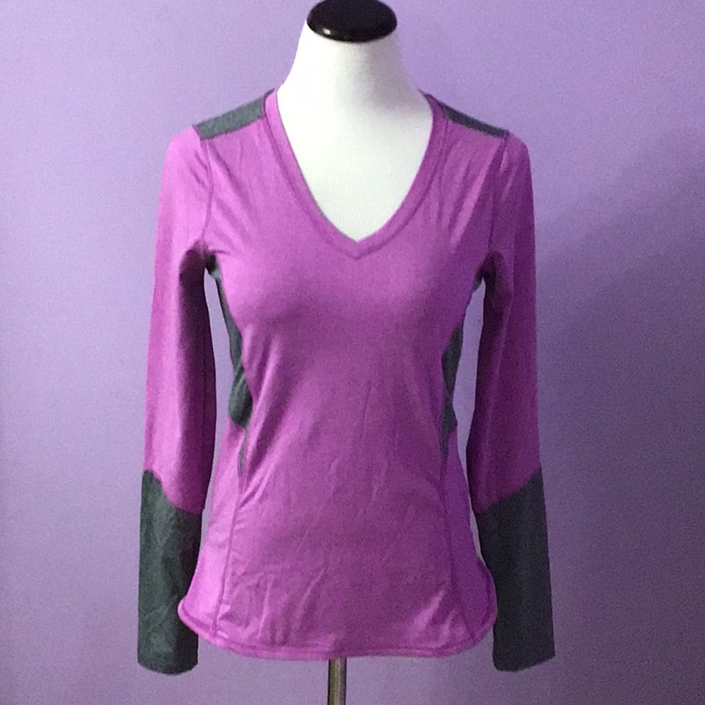 Women’s Size S Marika Tek Dry-Wik Performance Wear Gray Purple Long Sleeve Top
